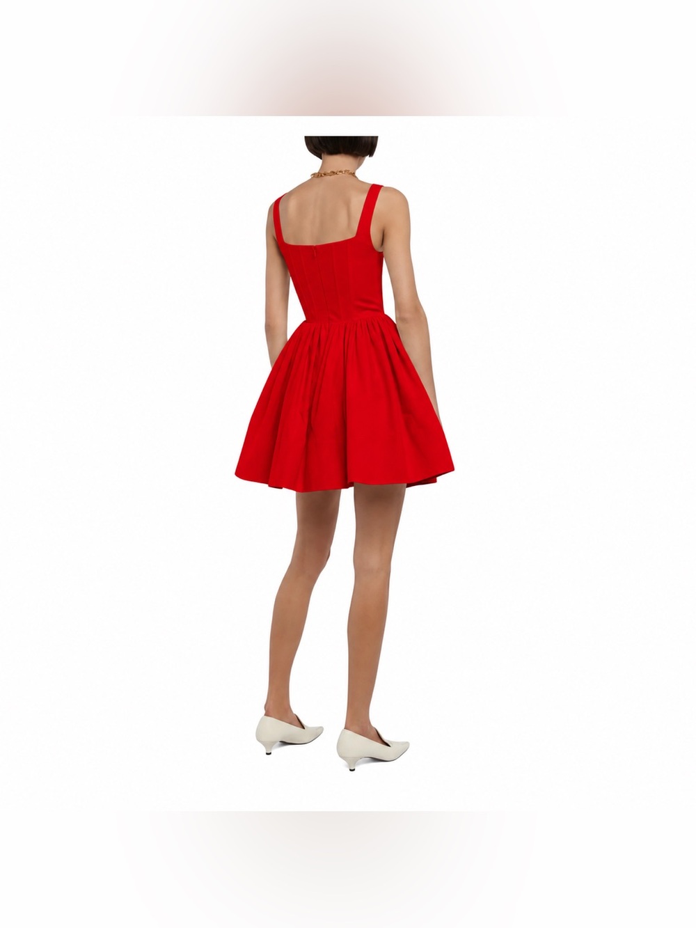 STAUD Landscape Poinsettia Red Corset Fit & Flare Mini Dress Size 14 NWT - Picture 2 of 9